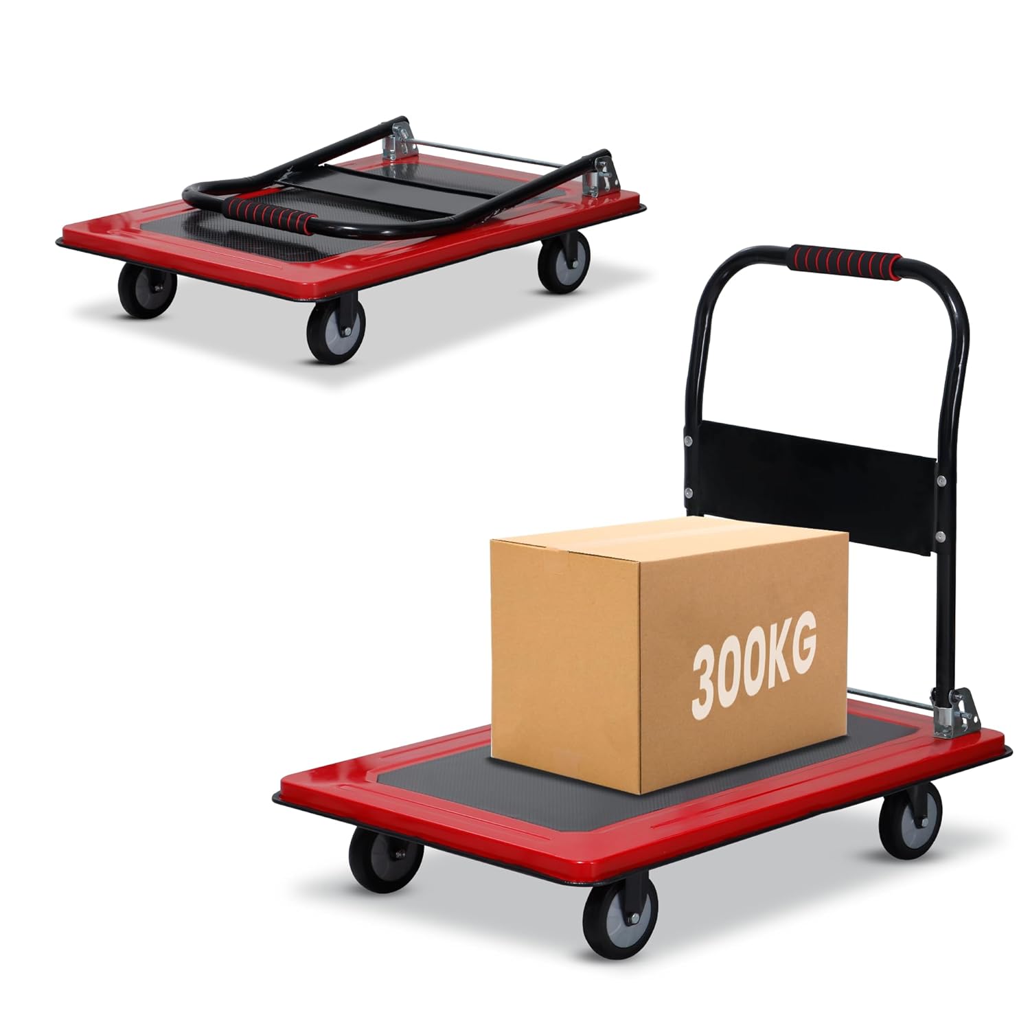 Red Heavy duty trolley that holds up to 300 kg