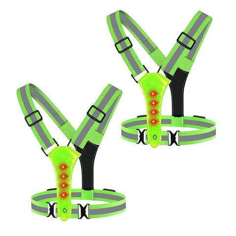 Robustt LED Reflective Vest - USB Rechargeable Running Gear Night Light up Vest Safety Gear Adjustable Elastic Night Running LED VEST