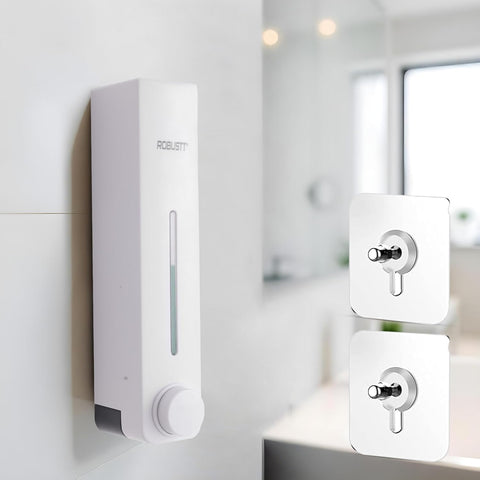 Robustt Stylish Wall Mounted Liquid Soap Dispenser 360ML - with 2 Adhesive Hooks | Easy Installation for Bathroom & Kitchen - Durable ABS Material, Sleek Design