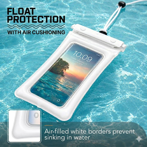Floating Waterproof Mobile Pouch with Neck Lanyard | Air Cushion Float Protection & Touch Screen Compatible | Fits Smartphones Upto 7 Inch |Triple Seal Waterproof Cover for Beach, Rain, Pool