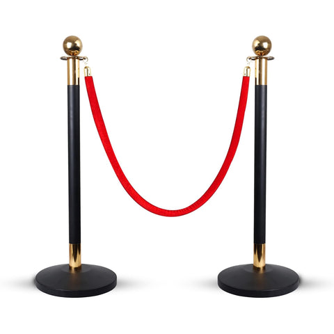 Two black queue manager with red velvet rope