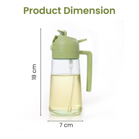 Orren Living 2-in-1 Oil Sprayer & Pourer Glass Bottle 500ML | Ergonomic Design, Leak-Proof Lid, Large Capacity, Ideal for Cooking, Grilling, and Salad Preparation for Home Kitchen