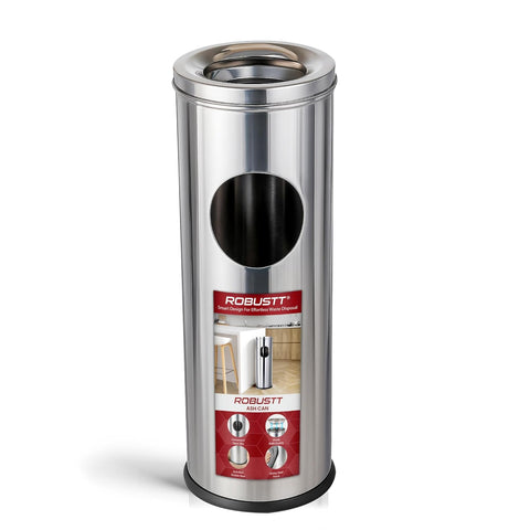 Stainless Steel Ash Tray Dustbin | Dual-Purpose Ash Can with Removable Ashtray & Anti-Skid Base | Corrosion-Resistant Trash Bin for Kitchen, Bathroom & Commercial Use