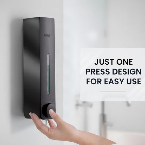 Robustt Stylish Wall Mounted Liquid Soap Dispenser 360ML - with 2 Adhesive Hooks | Easy Installation for Bathroom & Kitchen - Durable ABS Material, Sleek Design