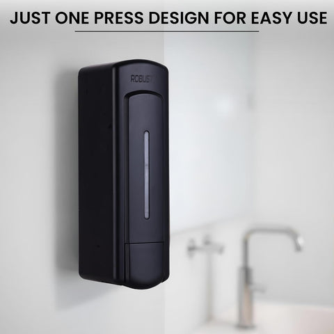 Manual Wall Mounted Liquid Soap Dispenser - Black (350 ml) Leak-Proof, Transparent Window, Easy Installation - Ideal for Bathroom, Kitchen, Hotels, Offices
