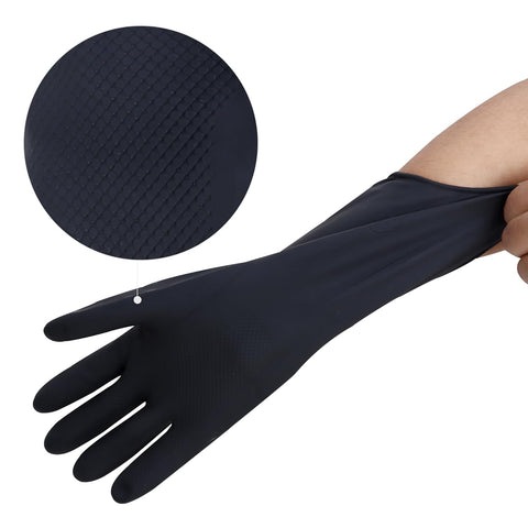Robustt Heavy Duty Rubber Hand gloves - (X-Large, Black) for Dishwashing, gardening, kitchen cleaning