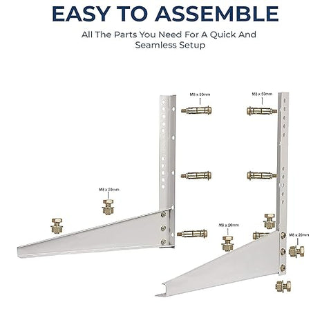 Robustt Heavy Duty AC stand | Rust Proof Iron Air Conditioner Outdoor Unit Mounting Bracket, Supports upto 150kg weight | Air Conditioner Stand Comes with Necessary Wall Fittings