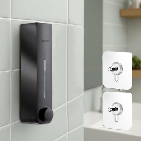 Robustt Stylish Wall Mounted Liquid Soap Dispenser 360ML - with 2 Adhesive Hooks | Easy Installation for Bathroom & Kitchen - Durable ABS Material, Sleek Design