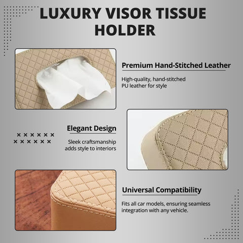 Robustt Car Tissue Box Holder | High Quality PU Material | Universal Fit | Reusable Tissue Box Holder for Car | Waterproof and Odorless | Easy To Install | Easy To Clean