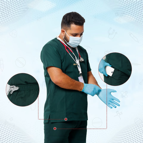 Robustt Classic Scrub Suit Green Set For Men