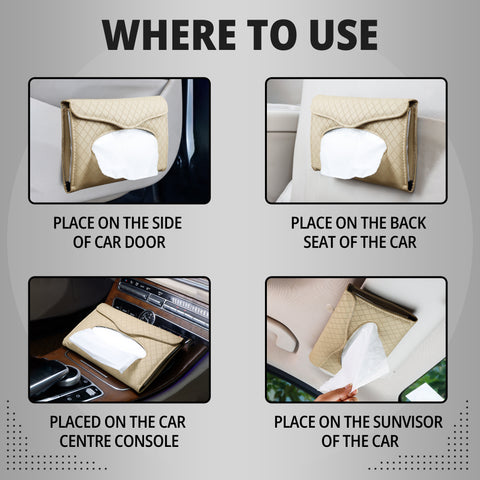 Robustt Car Sun Visor Tissue Holder - Beige