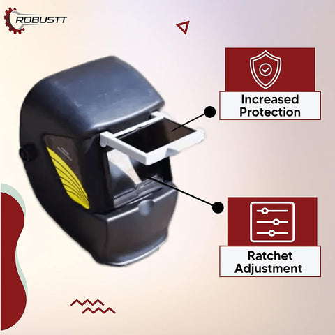 Robustt Auto Darkening Welding Helmet with a Front-Flip Light Weight Protective Head Screen for Welding and Industrial Use