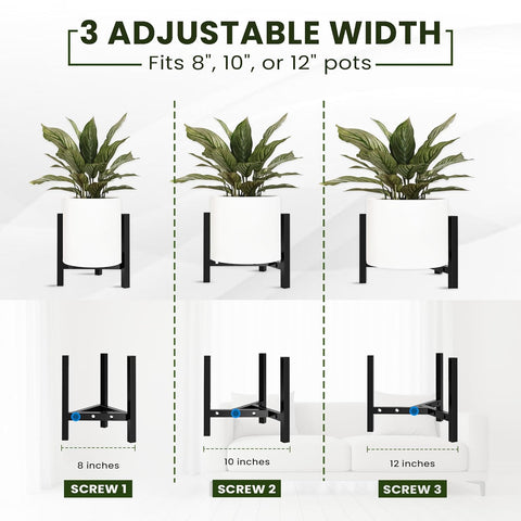 3-Leg Adjustable Metal Plant Stand fits with 8", 10" & 12 pots