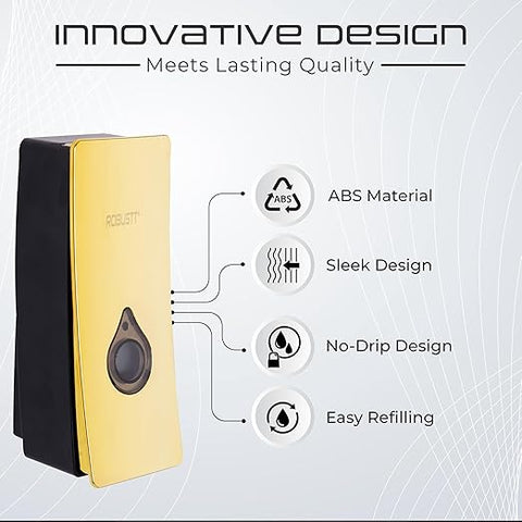 Manual Wall Mounted Liquid Soap Dispenser - Gold (200 ml) Leak-Proof, Transparent Window, Easy Installation - Ideal for Bathroom, Kitchen, Hotels, Offices