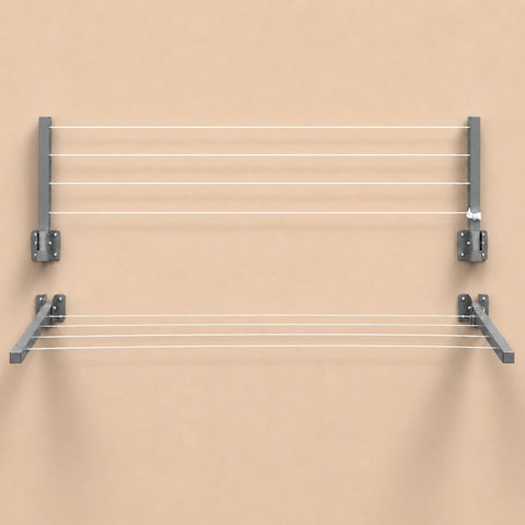 Wall Mounted Clothes Drying Stand | Heavy-Duty Foldable Powder Coated Metal Arms Cloth Dryer Rack | Space Saving Laundry Hanger for Balcony, Bathroom, Terrace