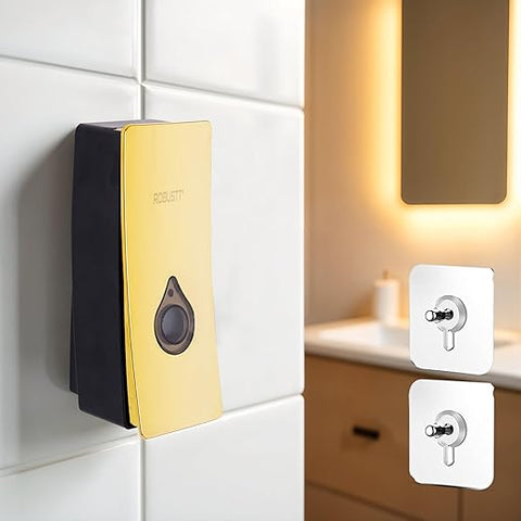 Manual Wall Mounted Liquid Soap Dispenser - Gold (200 ml) Leak-Proof, Transparent Window, Easy Installation - Ideal for Bathroom, Kitchen, Hotels, Offices