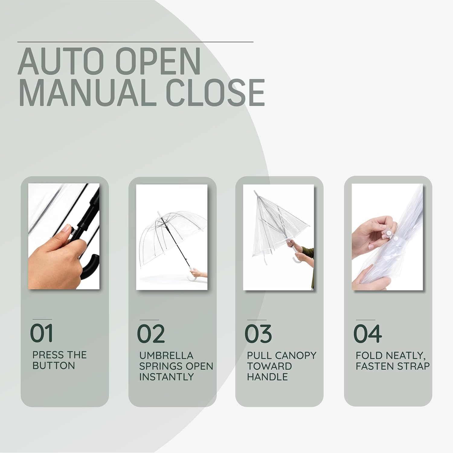 Transparent Umbrella with Auto Open & manual Close option