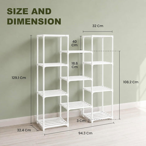 Heavy duty White 11 Tier Metal Plant Stand Dimensions