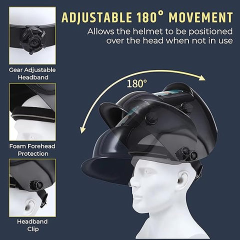 Robustt Auto Darkening Adjustable Welding Helmet | True Color Solar Powered Welding Hood, Wide Shade Range 19-24CM Welding Mask for TIG MIG ARC Weld Plasma Cut Grinding