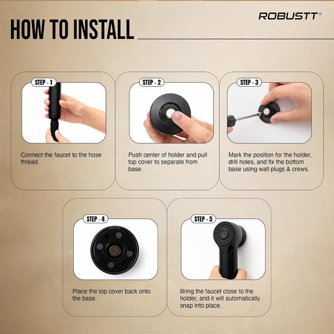 Hand Faucet for Toilet with Magnetic Holder | 2 Flow Modes | Health Faucet Gun Only with One-Touch Button, Built-In Aerator & Anti-Rust ABS | Jet Spray for Toilet Cleaning, Pet & Hair Washing