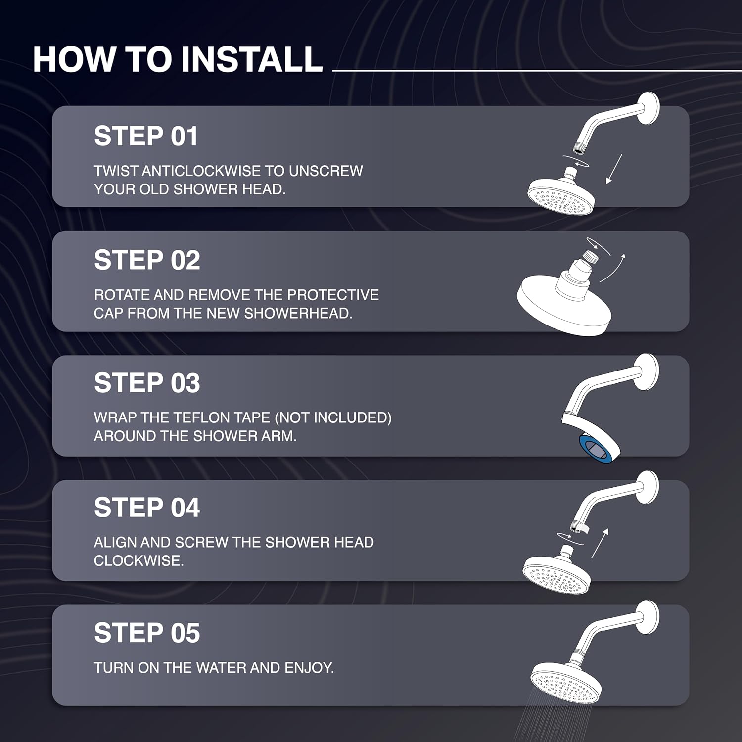 Step-by-step guide on how to install a shower head.