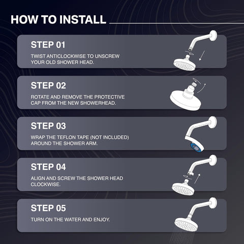 Step-by-step guide on how to install a shower head.