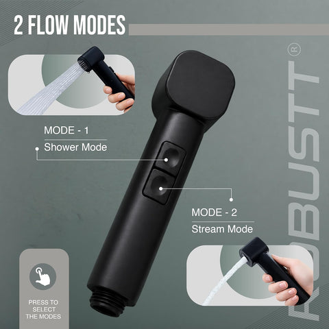 Hand Faucet for Toilet with Magnetic Holder & 2 Flow Modes | Health Faucet Gun Only with One-Touch Button, Built-In Aerator & Anti-Rust ABS | Jet Spray for Toilet Cleaning, Pet & Hair Washing