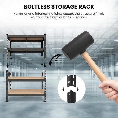 Robustt 4-Tier Multipurpose Storage Rack | Bolt-Free Assembly | Galvanized Metal | Thick MDF Board | 175kg Capacity Per Shelf | 54 x 24 x 12 Inches Adjustable Shelf Rack for Home, Garage & Shop | Black