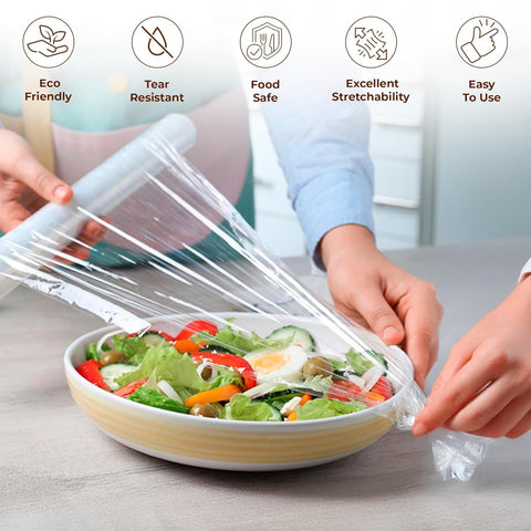 Robustt Bio Food Wrap Cling Film for Food Wrapping| 100 m ×12”| Keeps Food Fresh Eco-Friendly Transparent Wrapping roll | Ideal Cling Film for Food Wrapping