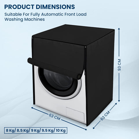 Robustt Waterproof Front Load Fully Automatic Washing Machine Cover for 8 Kg, 8.5 Kg, 9 Kg, 9.5 Kg - 63 x 63 x 86 Cms