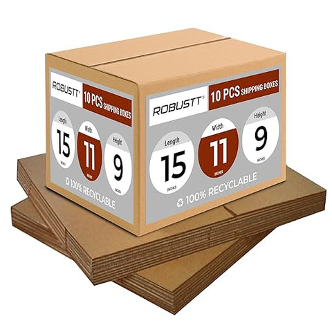 Robustt 3 Ply 15"X11"X9" Cardboard Boxes for Packaging | Brown Corrugated Box for Packing | Shipping | Home Shifting | Parcel | Courier Packing box | Large Carton Box
