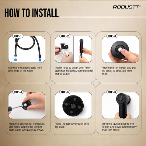 Toilet Jet Spray Gun with Pipe | Magnetic Holder | 2 Flow Health Faucet with 1.2m Hose, Anti-Rust Hand Faucet for Toilet Cleaning, Pet Washing & Basin Use | Kink Resistant Jet Spray Pipe
