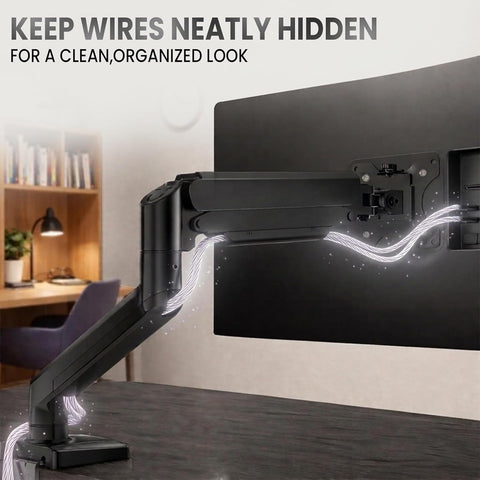 Keep wires neatly hidden with Single Arm Gas Spring Monitor Stand