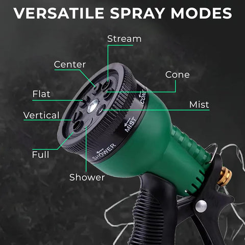 ROOTS & LEAF Garden Hose Spray Gun with 8 Adjustable Patterns, Hands-Free Lock, and Durable ABS Material | Ideal for Car Washing, Pet Cleaning, and Garden Watering