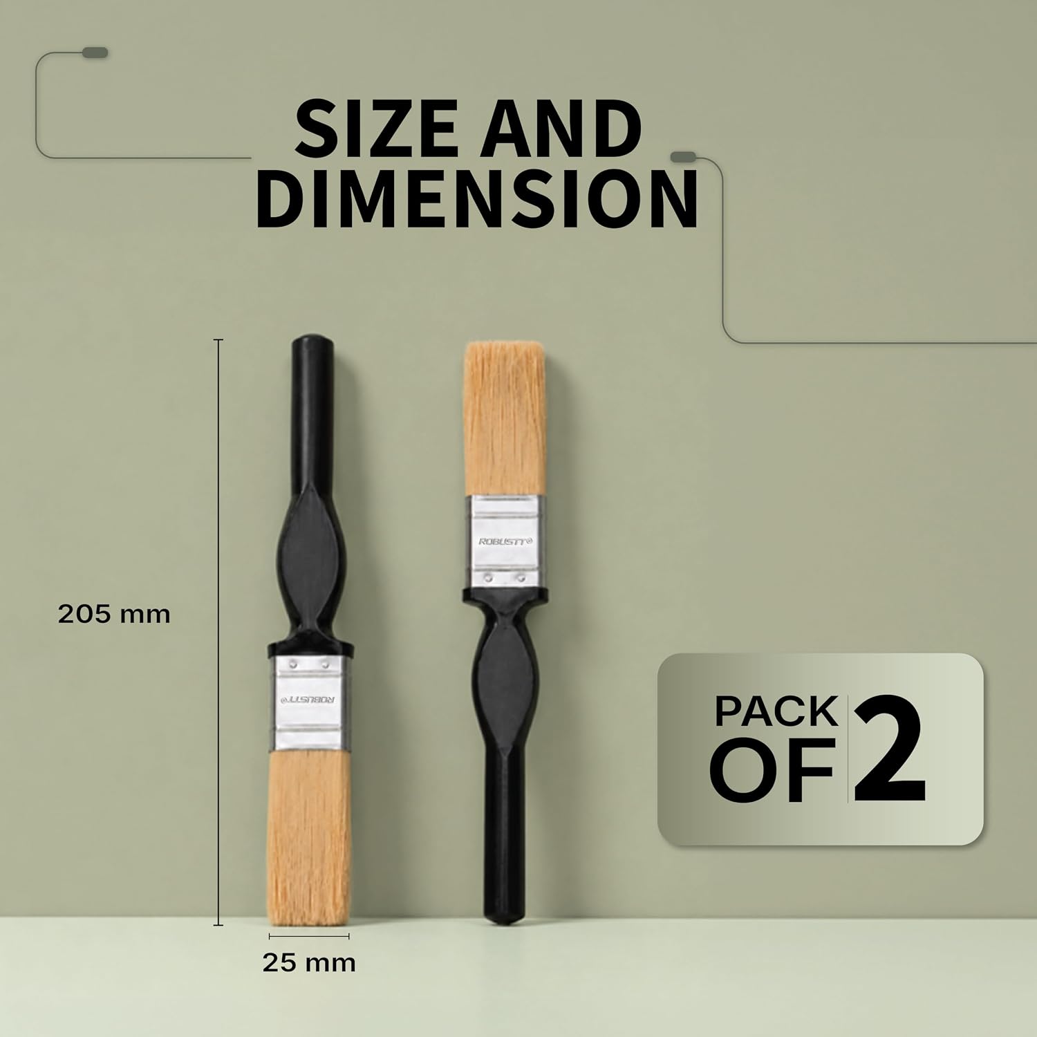 Size & Dimensions of Robustt 1 inch paint brush