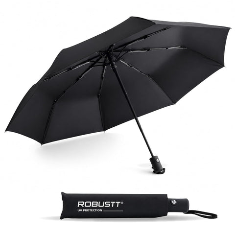 Wind Resistant Waterproof Umbrella - Black | Auto Open & Close Mechanism | Lightweight & Compact | Heavy Duty | Travel- Friendly