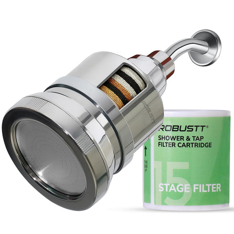 Robustt Shower Filter & Water Softener for Home | Single Flow 3" | Reduces Hair Fall, Skin Dryness & Limescale| Hard Water Softener For Shower| For Municipal/Chlorine Water