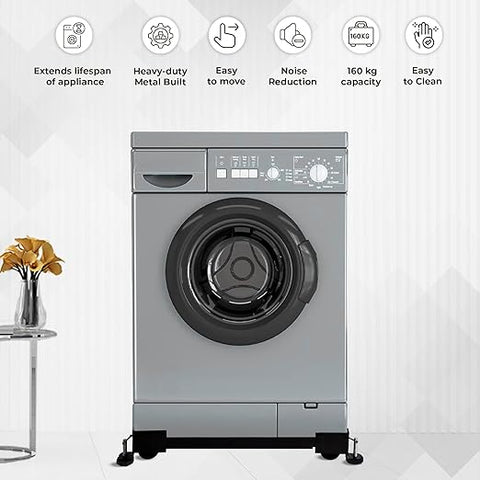 Robustt Washing Machine Stand- Adjustable Metal Trolley with Wheels for Home with 4 Anti Vibration Rubber Grips- Stands upto 160 Kg Weight, Also Suitable for Dishwasher, Air Cooler