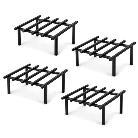 Square Metal Plant Stand | 25.4 × 25 × 13 cm | Supports Upto 200 kg | Flower Pot Stand for Balcony, Garden, Indoor & Outdoor Use | Decorative Planter Stand for Home| Black