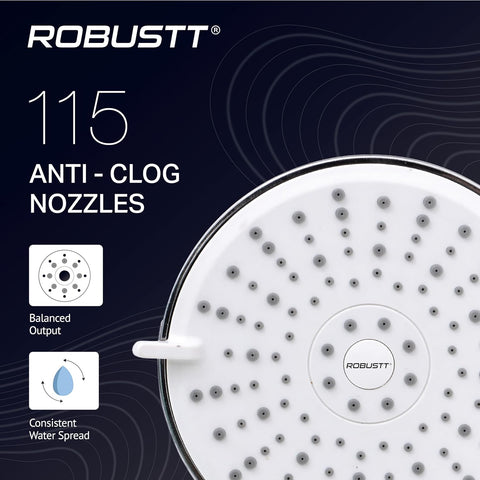Robustt shower with 115 anti clog nozzles