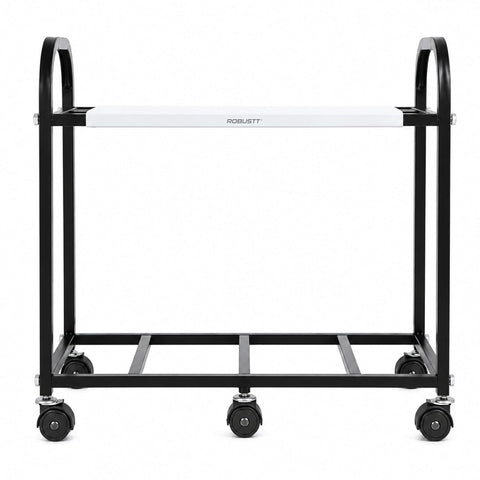 2-Tier Metal UPS Inverter Trolley for Home | Heavy-Duty Inverter Battery Stand | 100 kg Load Capacity | 5 Plastic 360° Swivel Wheels | Black