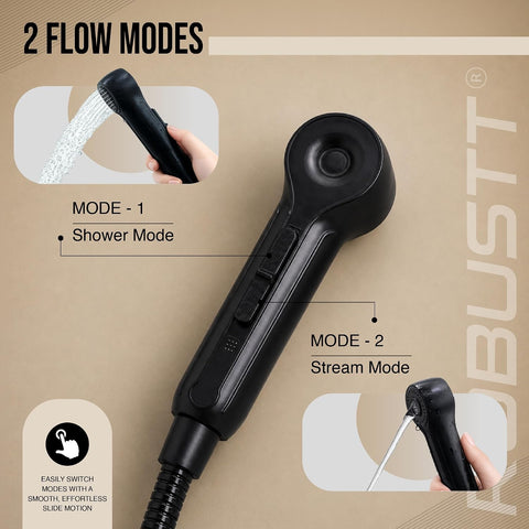 Toilet Jet Spray Gun with Pipe | Magnetic Holder | 2 Flow Health Faucet with 1.2m Hose, Anti-Rust Hand Faucet for Toilet Cleaning, Pet Washing & Basin Use | Kink Resistant Jet Spray Pipe