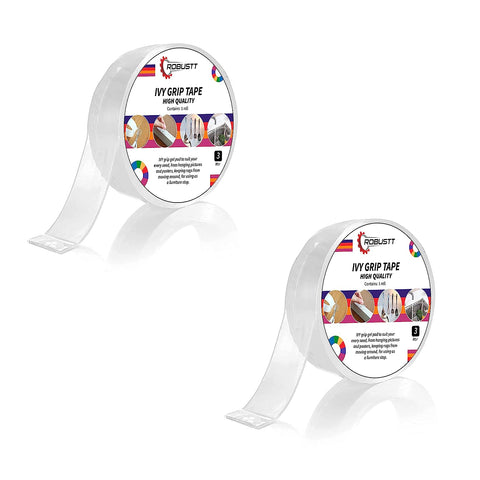 Robustt Double Sided Tape (3m x 3cm), Heavy Duty, Transparent IVY Grip Tape, Removable Traceless Mounting Best Suited for Wall Tape, Kitchen, Home Décor & DIY