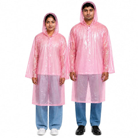 Robustt Disposable Rain Card for Unisex | Pocket Raincoat for Travel | Waterproof Disposable Raincoat with Hood | Universal Fit Knee Length Raincoat for Men & Women | Pack of 10