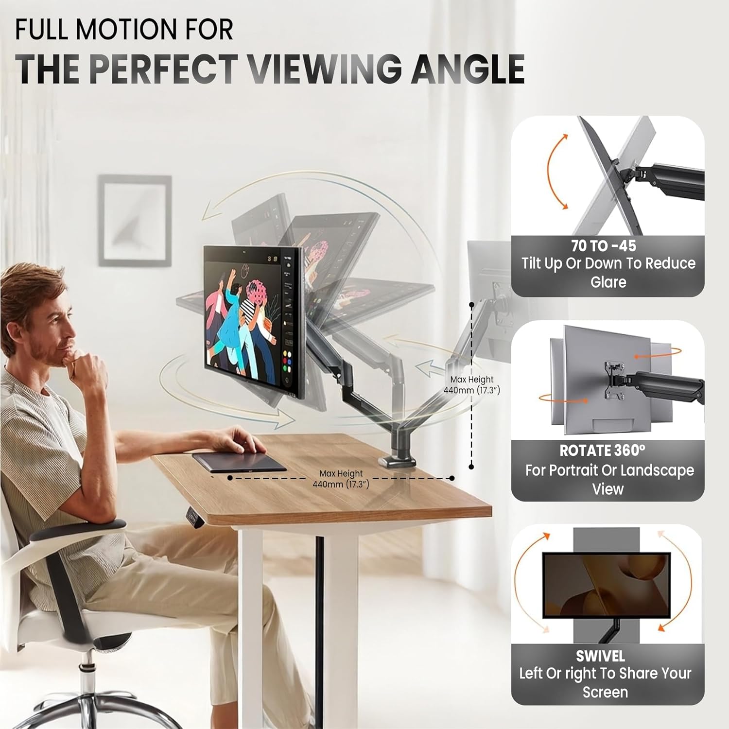 Monitor Stand Full motion with different viewing angle