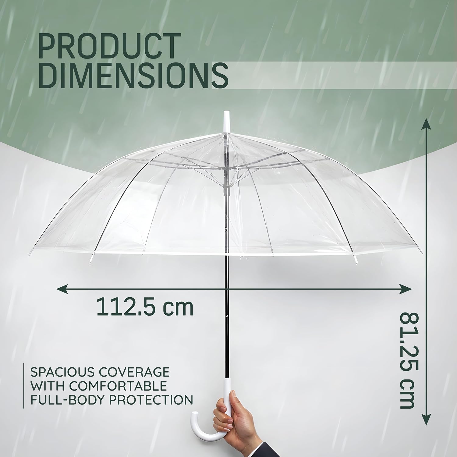 Dimensions of transparent umbrella