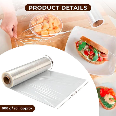 Robustt Bio Food Wrap Cling Film for Food Wrapping| 100 m ×12”| Keeps Food Fresh Eco-Friendly Transparent Wrapping roll | Ideal Cling Film for Food Wrapping