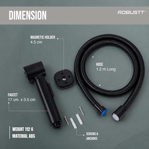 Toilet Jet Spray Gun with Pipe & Magnetic Holder | 2 Flow Health Faucet with 1.2m Hose, Anti-Rust Hand Faucet for Toilet Cleaning, Pet Washing & Basin Use | Kink Resistant Jet Spray Pipe