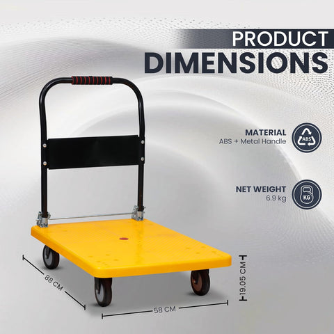 Dimensions of Yellow Foldable Platform Trolley