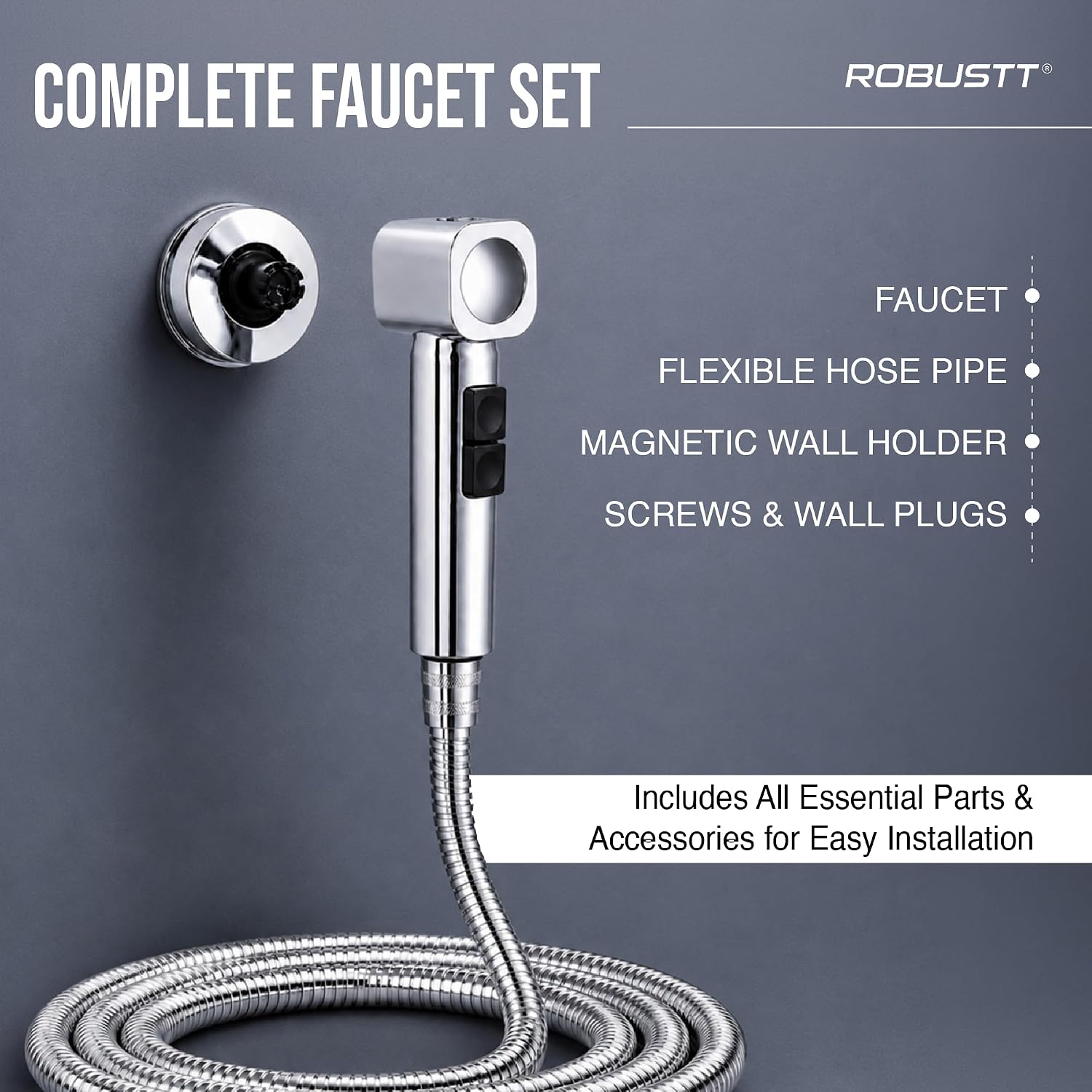 Robust faucet set with flexible hose pipe